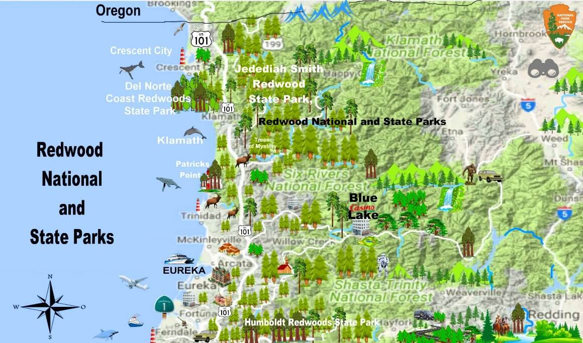 Redwood National Park Map State Parks Map 